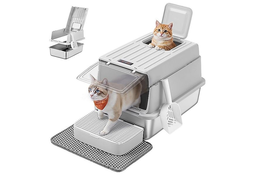 FEANDREA Katzentoilette, mit Deckel, mit Schaufel, Katzenstreumatte und 2 E günstig online kaufen