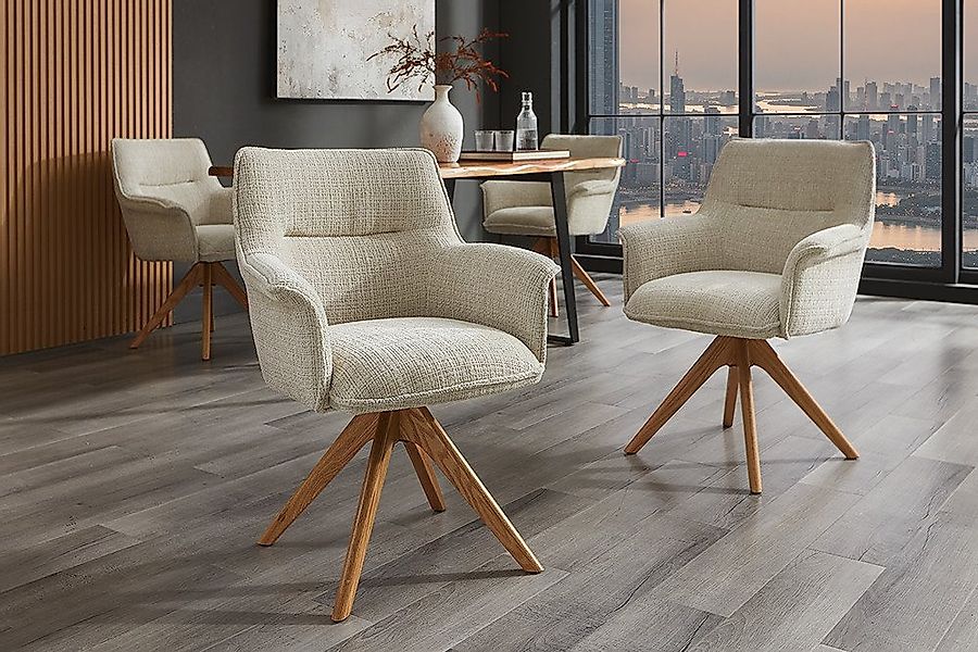 riess-ambiente Drehstuhl LE GRAND beige / natur - Chenille, Eiche, Massivho günstig online kaufen