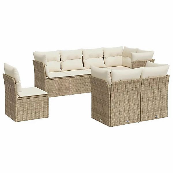 vidaXL 8-tlg Garten-Sofagarnitur mit Kissen Beige Poly Rattan Modell 93 günstig online kaufen