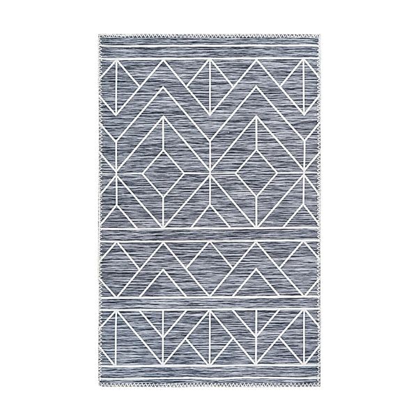 MeGusta Flachflor Teppich EthnoDesign Anthrazit Polyester 80x150 cm Sonia günstig online kaufen