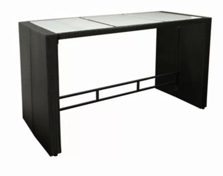 DEGAMO® Bartisch DAVOS 185x80x110cm, Geflecht schwarz, Tischplatte Glas günstig online kaufen