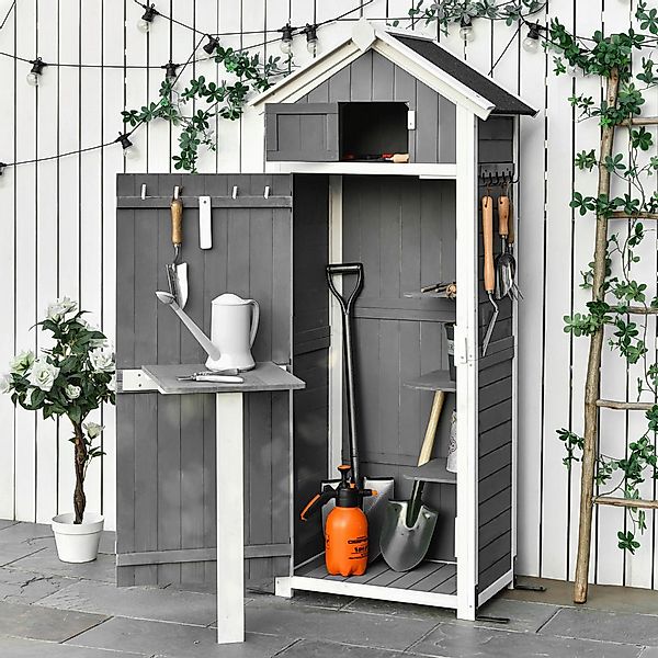 Outsunny Gartenhaus grau Holz B/H/L: ca. 52,5x182x78 cm günstig online kaufen