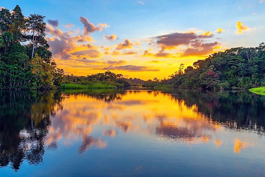 Papermoon Fototapete "REGENWALD-AMAZONAS WALD LAGUNE SONNENMUNTERGANG FLUSS günstig online kaufen