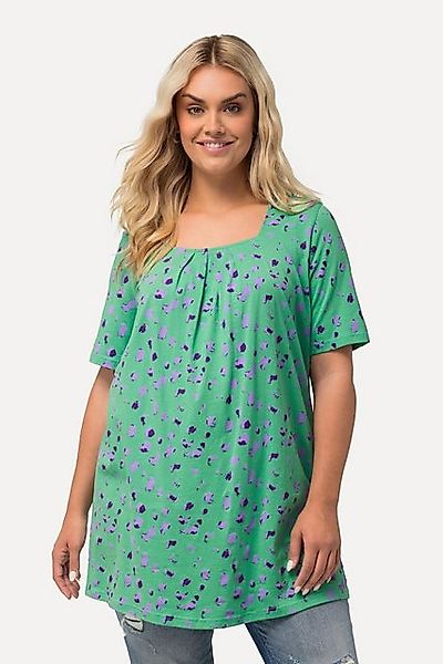 Ulla Popken T-Shirt Longshirt Fleckenmuster Carree-Ausschnitt günstig online kaufen