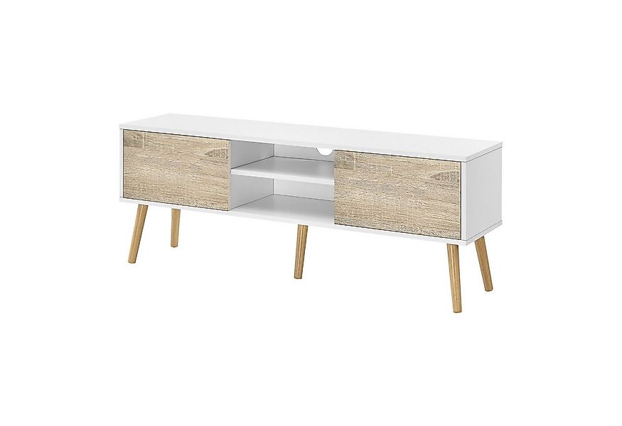 en.casa Lowboard, »Eskilstuna« Fernsehtisch 120x29,5x46,5cm Weiß / Eiche günstig online kaufen