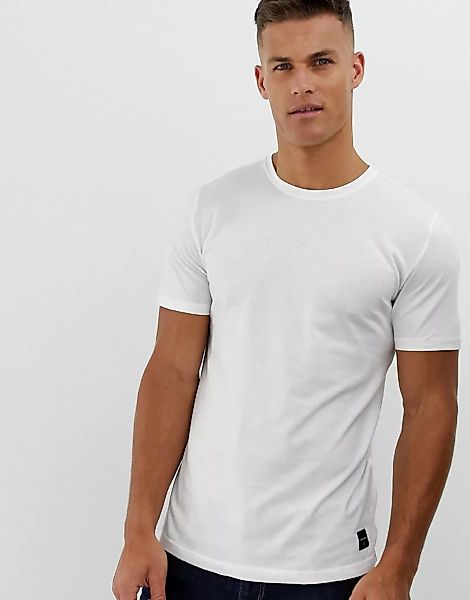 Only & Sons – Lang geschnittenes T-Shirt in Weiß mit abgerundetem Saum günstig online kaufen