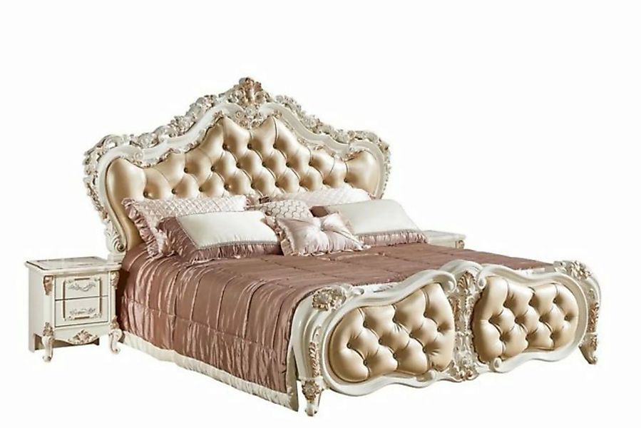 JVmoebel Bett Design Bett Schlafzimmer Möbel Einrichtung Beige Chesterfield günstig online kaufen
