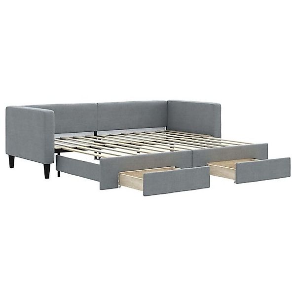 vidaXL Ausziehbett, Tagesbett Ausziehbar mit Schubladen Hellgrau 80x200 cm günstig online kaufen