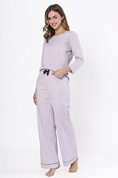 COOLISMO NIGHTWEAR Pyjama klassischen Damen Schlafanzug-Set, 3/4-Arm-Shirt günstig online kaufen