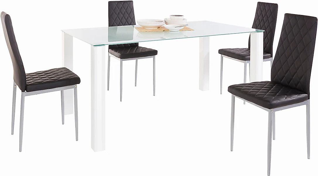 INOSIGN Essgruppe Set, 5 Stk. tlg. 160 cm breiter Glastisch, verschiedene F günstig online kaufen