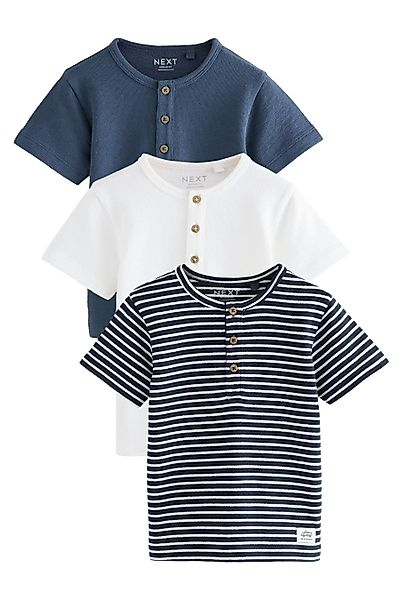 Next Henleyshirt Strukturierte Henley T-Shirts, 3er-Pack günstig online kaufen