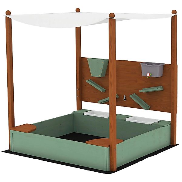 AIYAPLAY Sandkasten mit Abdeckung Massivholz  Kinder Sandbox mit Sitzbänken günstig online kaufen