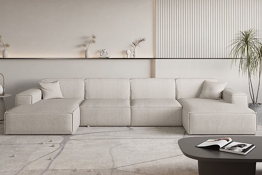 Fun Möbel Wohnlandschaft Sofa U-Form CELES PREMIUM in Stoff Scala, Breite 3 günstig online kaufen