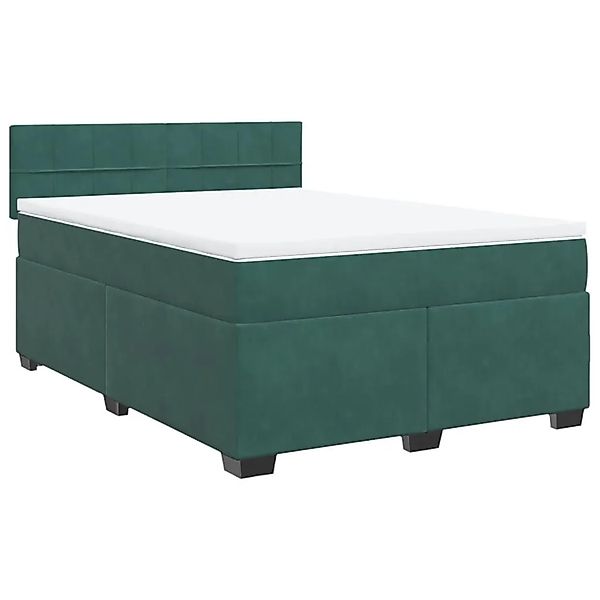 vidaXL Boxspringbett mit Matratze Dunkelgrün 140x190 cm Samt 3288609 günstig online kaufen