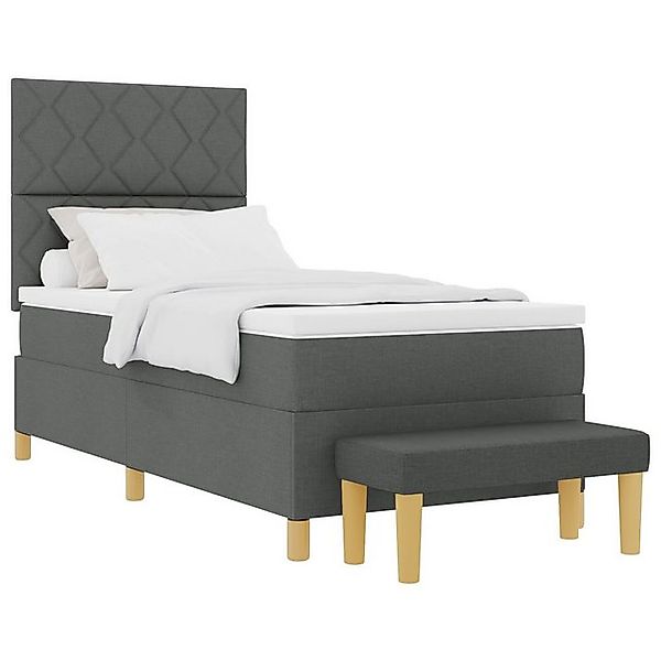 vidaXL Bett Boxspringbett mit Matratze & Bank Dunkelgrau 90x200 cm Stoff (2 günstig online kaufen