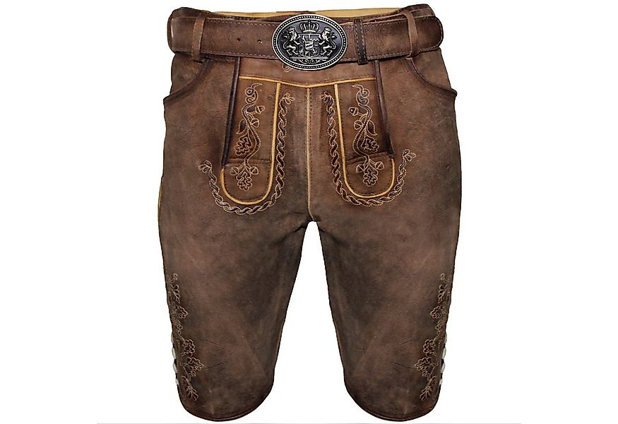 Maddox Trachtenlederhose MADDOX Kurze Herren Lederhose 'Horn' mit Gürtel günstig online kaufen
