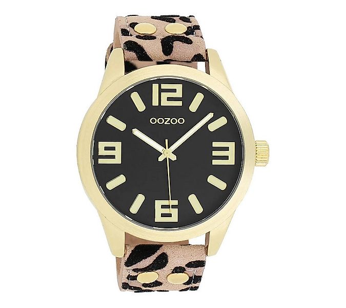 OOZOO Quarzuhr Damenuhr C1098 – Elegante Quarzuhr in IP-Gold, Taupef. Leder günstig online kaufen