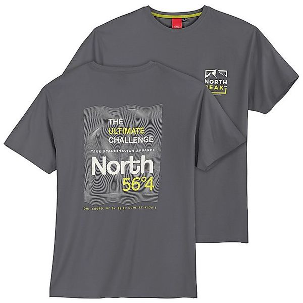 north 56 4 Rundhalsshirt North 56°4 Sport Übergröße T-Shirt grau Rückenprin günstig online kaufen