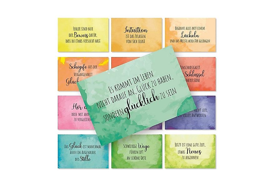 Logbuch-Verlag Dekofigur 38 bunte Sprüchekarten Motivationskarten Regenboge günstig online kaufen