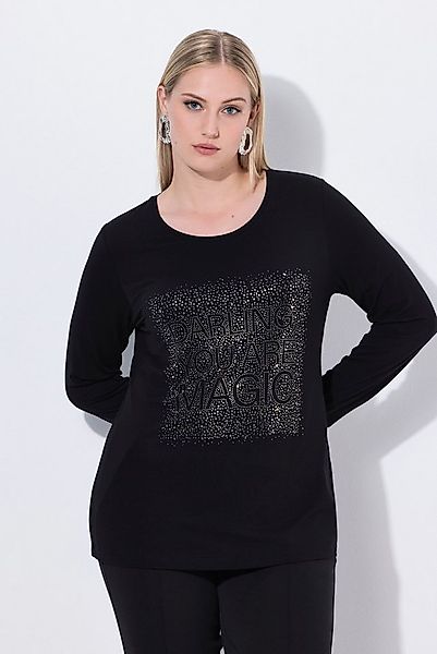 Ulla Popken T-Shirt Shirt Ziersteine Classic Rundhals Langarm günstig online kaufen