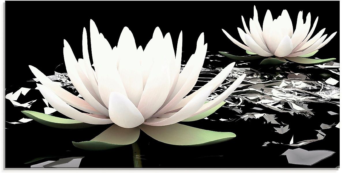 Artland Glasbild Zwei Lotusblumen auf dem günstig online kaufen