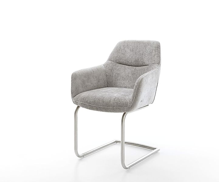 Freischwinger Pejo-Flex Chenille Silbergrau Freischwinger rund Edelstahl Ta günstig online kaufen