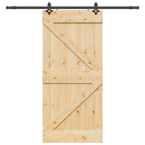 vidaXL Schiebetür mit Beschlag 100x210 cm Massivholz Kiefer 3332639 günstig online kaufen