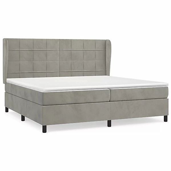 vidaXL Boxspringbett mit Matratze Hellgrau 200x200 cm Samt1377550 günstig online kaufen