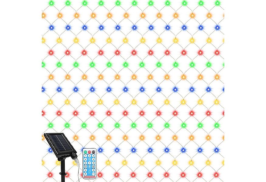 Clanmacy LED-Lichternetz Solar Lichternetz Lichterkette 8 Beleuchtungsmodi günstig online kaufen