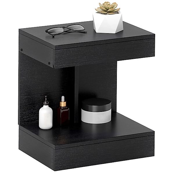 HOMCOM Nachttisch Beistelltisch Spanplatte Schwarz 40L x 30B x 46H cm günstig online kaufen