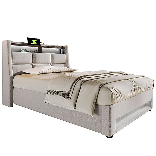 OKWISH Polsterbett Bett (LED Doppelbett Jugendbett günstig online kaufen