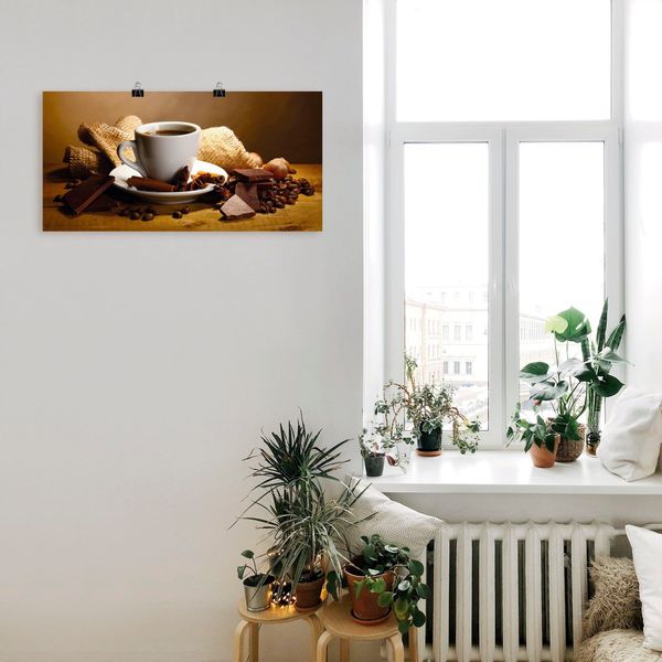 Artland Wandbild Kaffeetasse Zimtstange Nüsse Schokolade, günstig online kaufen