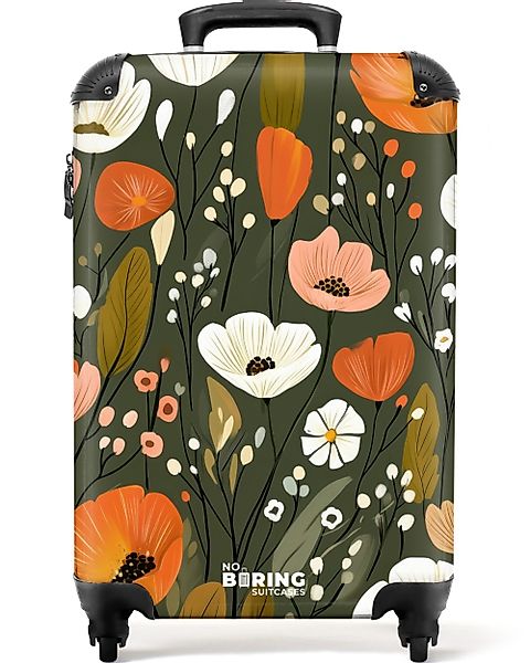 NoBoringSuitcases.com© Hartschalen-Trolley Weiße und orangefarbene Blüten günstig online kaufen