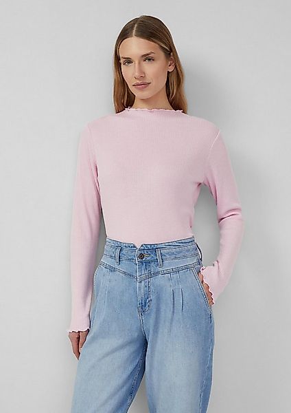 s.Oliver Langarmshirt T-Shirt Geripptes Langarmshirt mit gewelltem Saum günstig online kaufen