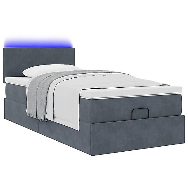 vidaXL Bett Ottoman-Bett mit Matratze & LEDs Dunkelgrau 90x200 cm Samt günstig online kaufen