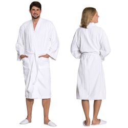 ZOLLNER Unisex-Bademantel, 100% Baumwolle, Kimono-Kragen, Gürtel, günstig online kaufen