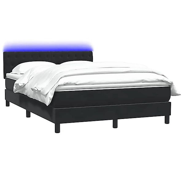 vidaXL Boxspringbett mit Matratze & LED Schwarz 140x210 cm Samt 3317171 günstig online kaufen