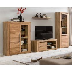 Wohnzimmer Schrankwand in Eichefarben modernem Design (vierteilig) günstig online kaufen