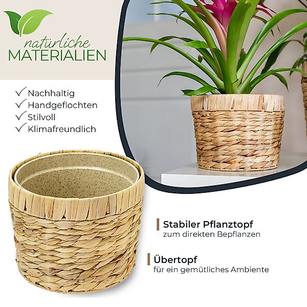 HMF Wasserhyazinthentopf Innovativer Blumentopf geflochten aus Wasserhyazin günstig online kaufen
