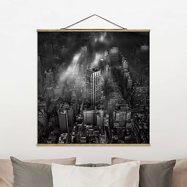 Stoffbild - Quadrat Sonnenlicht über New York City günstig online kaufen