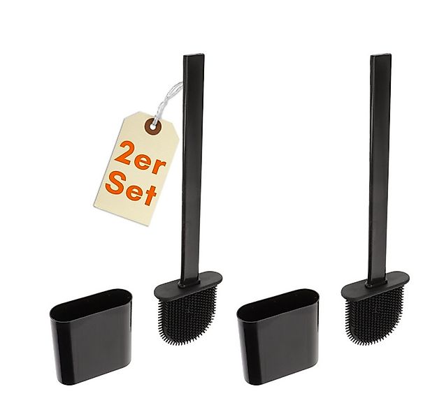 GarPet WC-Garnitur 2er Set Klobürste Silikon schwarz Set Wandmontage Toilet günstig online kaufen