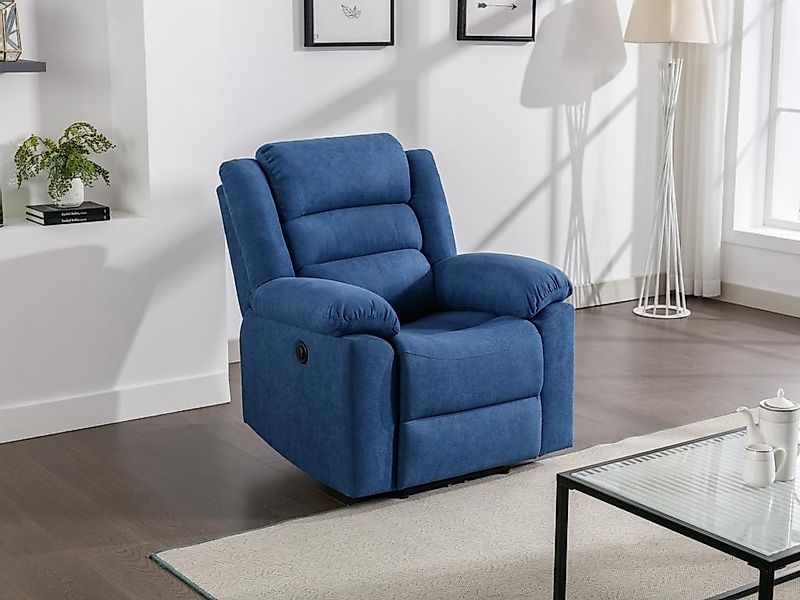 Relaxsessel elektrisch - Stoff - Blau - BUROLO günstig online kaufen