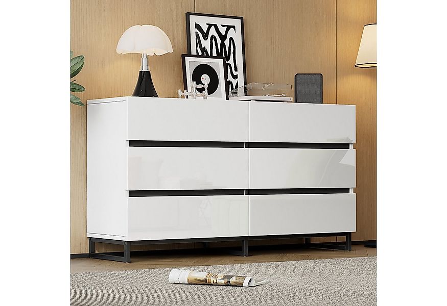 Merax Sideboard hochglanz Wohnzimmerschrank in Weiß-Schwarz (1 St., Anricht günstig online kaufen