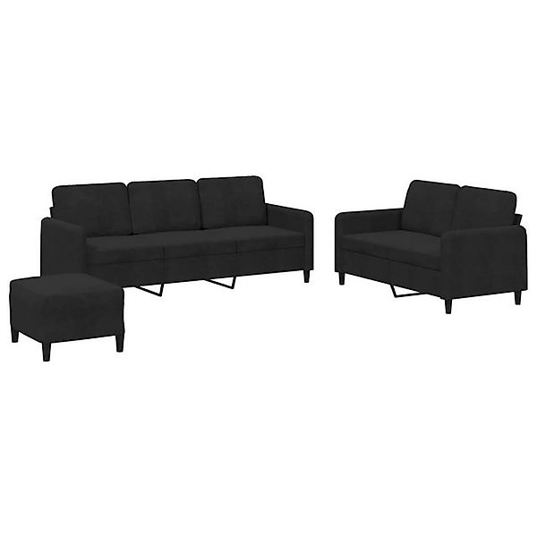 vidaXL Sofa, 3-tlg. Sofagarnitur Schwarz Samt günstig online kaufen