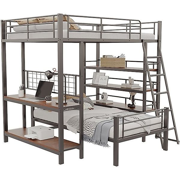 SeedWave Etagenbett Mehrzweckbett mit Regalen und Sicherheitszäunen, 90x200 günstig online kaufen