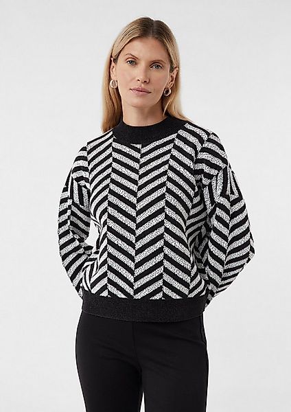 comma Longpullover Strickpullover Jacquard-Strickpullover aus weichem Cheni günstig online kaufen