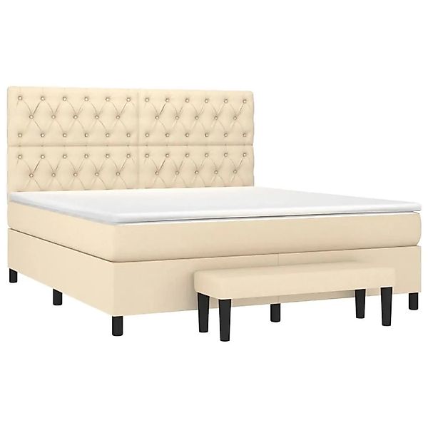 vidaXL Boxspringbett mit Matratze Creme 160x200 cm Stoff 3136850 günstig online kaufen