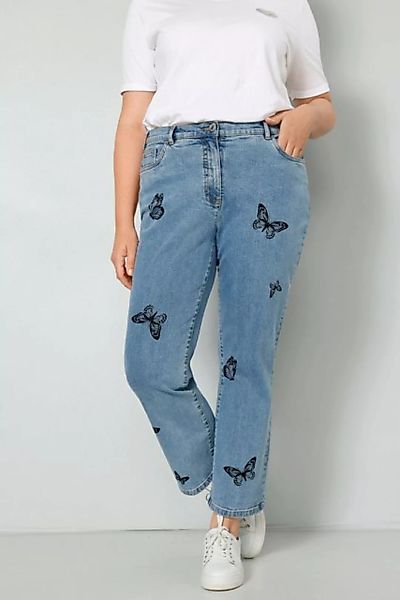 MIAMODA Regular-fit-Jeans 7/8-Jeans Straight Fit Schmetterlinge 5-Pocket günstig online kaufen