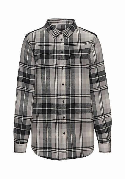 Buffalo Hemdbluse, aus weichem Flanell mit Blusenkragen, Flanellhemd, Karob günstig online kaufen