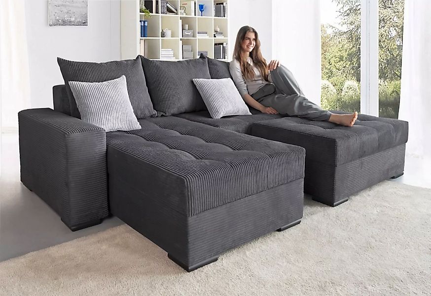 COLLECTION AB Ecksofa »Josy L-Form, Breite 214 cm, mit 3 großen Rückenkisse günstig online kaufen